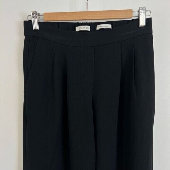 Babaton Fine Japanese Fabric Black Pull On Tapered High Waisted Ankle Pants 2 - Picture 3 of 15